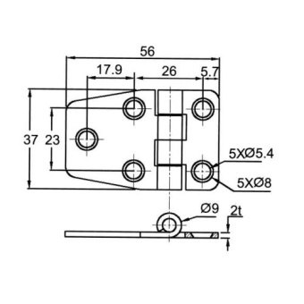 Allpa Stainless Steel Covered Hinge, 56x37x2mm