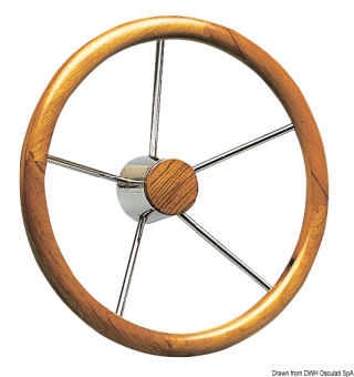 Osculati 45.165.02 - Stainless Steel Steering Wheel With Teak External Rim 400 mm