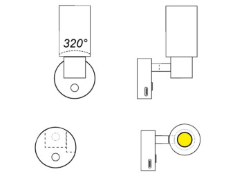 Talamex LED Wall Light Girare 10–30V 3000K Dimmable With USB-C Fast Charge