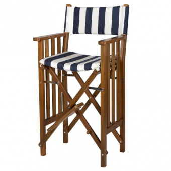 High Teak Folding Director's Chair Navy/Wit Deluxe II