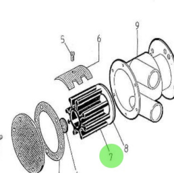 Nanni Diesel 970544310 - Sea Water Pump Impeller F7B-803 for Nanni Engines