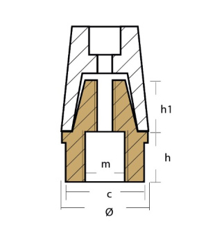 Tecnoseal Aluminium Radice Conical Prop Nut - Ø Shaft 30 mm