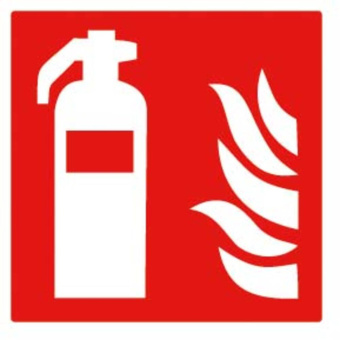 Marine Fire Extinguisher Location Sticker with Flame Pictogram, Soft PVC, 100×100 mm