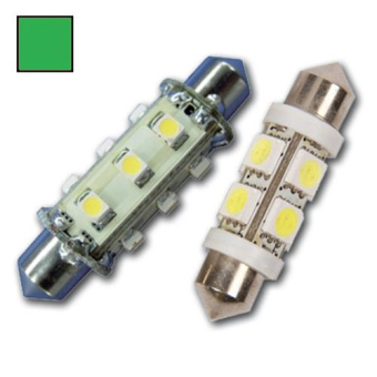 Hollex LED Festoon 10–30V 0.9W Green 12 LEDs 42mm
