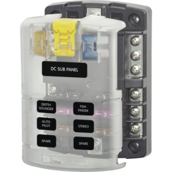 Blue Sea Panel 6 Plug-In Fuses With Negative Bus