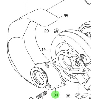 Steyr Z002426-0 - Turbo Flange Including Screws for MO166M28, MO164M40, MO144V38, MO126M28 Engines