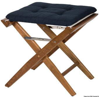 Osculati 71.336.50 - Teak Folding Chair Blue Padded Fabric Brass