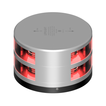 Lopolight 201-014ST-180-FB - Navigation Light 2NM 180° Red, Double, Silver W/FB Base
