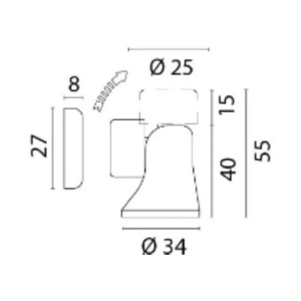 Foresti & Suardi 252.D ADJ - Magnetic Adjustable Brass Door Holder Gold Ø34x55 mm