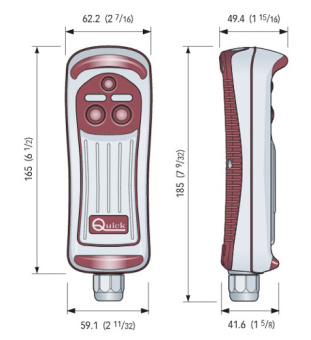 Quick Handheld Remote Control 2 Buttons With LED, 6-Pin