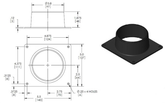 MSI HA4P 4" ABS Plastic Hose to Blower Adapter, EBO4/5