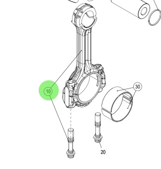 Steyr 500702 - Connecting Rod Assembly for Steyr SE306J38, SE266S36, SE286E40, SE266E40, SE236S36, SE236E40, SE196E35, SE186E38, SE164E40, SE156E34, SE156E26, SE144E38, SE126E32, SE126E25 Engines