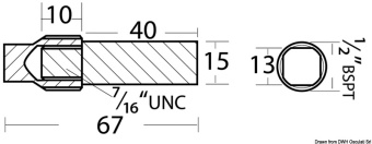 Osculati 43.540.11 - Zinc+Brass Anode Heat Exch/Manif 1/2’’ BSPT 57x16