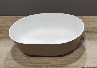 Osculati 50.184.03 - Countertop Semi-Oval Sink Ocritech White/Beige 350x260 mm