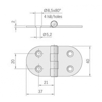 Roca Hinge 74X40 mm Standard