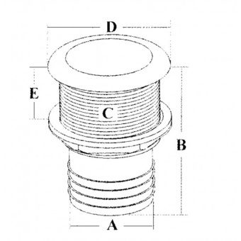 Marine Town Stainless Steel Through Hull With Hose Connection 25 mm