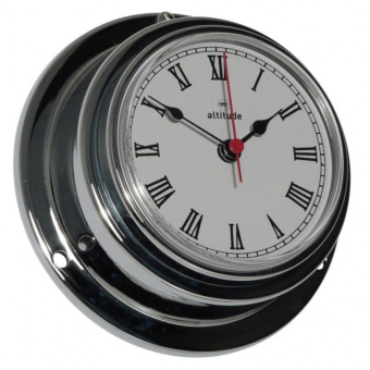Altitude Quartz Clock Chrome Brass Front Loaded Ø95 mm