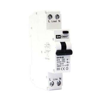 Circuit Breaker 1F C 10A 30mA 1P1N max. 230Vac