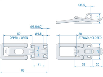 Roca Chromed Eccentric Latch & Catch Plate 83 mm