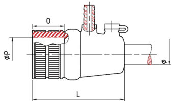 Radice Self-Aligning Rubber Inner Bearing With Water Inlet, For Propeller Shaft Ø25mm & Tube Ø39mm