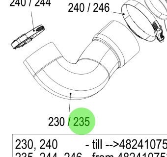 Steyr 707666 - Charge Air Hose for SE164E40 and SE144E38 Engines