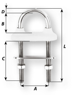 Wichard 65332 - Watertight U-bolt Stainless Steel 6 x 70 mm White