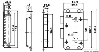 Osculati Door Free-Standing Lock 118.5x57 mm Internal Right with Handless Lock, Handle with Knob Internal Lock & Yale Key AISI 316 - 38.129.50