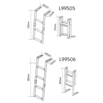 Lalizas 99506 - Platform Ladder, 2+2 Steps, Stainless Steel 316, Ø22mm, 276x960mm