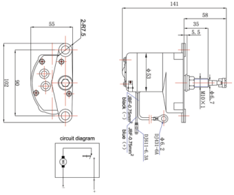 Allpa Windshield Wiper Motor Model 'Alpha' (ZD1132), 1-Speed, 12v/6w, 90° Wiping Angle