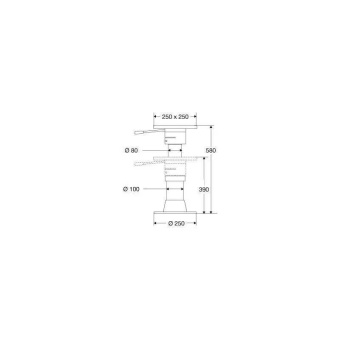 Barka Chair Leg HD, Gas, Flush-Mounted 250x230-580mm