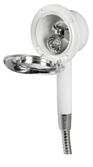 Osculati Classic Evo Chromed Door Bulkhead Mounting Boat Shower with Mizar Chromed Brass Push-Button Shower Head Ø95 mm with Net PVC Hose 4 meter - 15.250.10