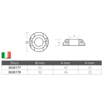 E. Polipodio Zinc Max Prop Collar Anode Hole Ø 46 mm