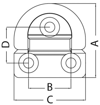 Osculati 39.870.02 - Folding Pad Eye 59x61 mm 8 mm Ring Breaking Load kg 4000