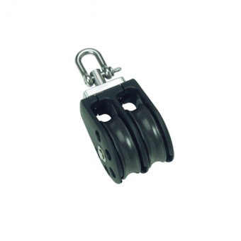 Barton N12230 - Double Swivel Block Size 2 35mm – Ball Bearing, 2x Ø35mm Sheaves, Max Rope 8mm