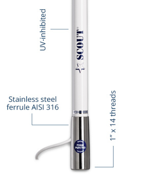 Scout PF AN NVHF00044T - Ks-41 3 Db VHF Fiberglass Antenna 1.2 M Titan Series