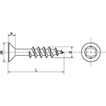 Euromarine ART. 9050 - A4 5.0X60 Z Chipboard Screw With Reinforced Countersunk Cross Recessed Head
