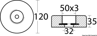 Hidden Mounting Magnesium Anode Ø 120 mm 550 g - Osculati 43.918.48