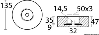 Hidden Mounting Magnesium Anode Ø 135 mm 980 g - Osculati 43.918.47