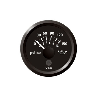 VDO A2C59514117 – ViewLine Engine Oil Pressure Gauge 150 PSI Black 52 mm