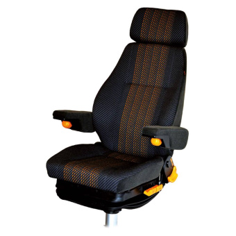 Helmsman's Seat Lehar XL Fabric Grey+Yellow Striping Without Base