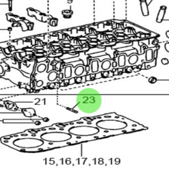 Nanni Diesel 970314149 - Stud Bolt for Cylinder Head and Heat Exchanger Exhaust Manifold