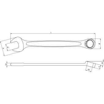 Beta 000420135 - Combination Wrench, Open And Offset Ring Ends 1 3/8"