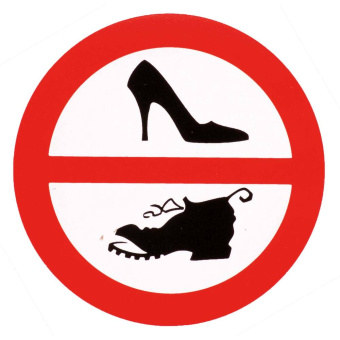 Marine No Shoes Prohibition Sign, Ø100 mm
