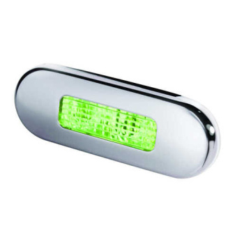 Hella Marine 2XT 959 680-911 - LED Oblong Step Lamp Wide Rim 10-33v Green - Polished 316 S/S Bezel