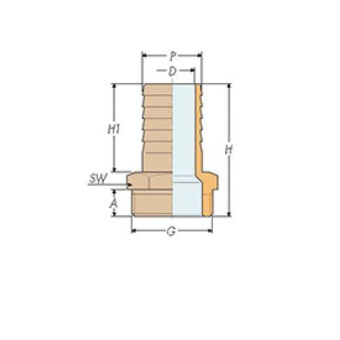 Guidi Hose Connector Bronze 1 1/4" x 38mm