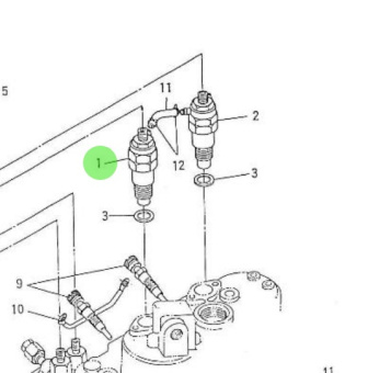 Nanni Diesel 970492107 - Single Complete Fuel Injector for HE Series Engines