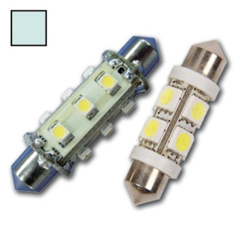 Hollex LED Festoon 10-30V 1W White 12 LEDs 42mm