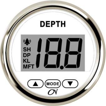 CN Depth Gauge (Incl. Transducer) - White Dial, Chromium Bezel, 12V