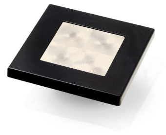 Hella Marine 2XT 980 580-741 - LED 'Enhanced Brightness' Square Courtesy Lamp Warm White, Black Plastic Rim, 12V