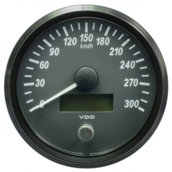 VDO A2C3832830032 - SingleViu Speedometer 300 Km/h Black 100mm Amber Lighted w/ Red Pointer